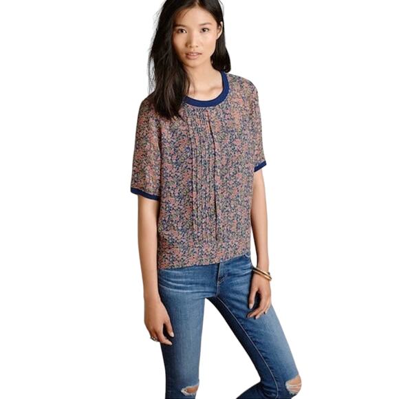 ANTHROPOLOGIE One Fine Day Floral Silk Blouse XS - Picture 2 of 10